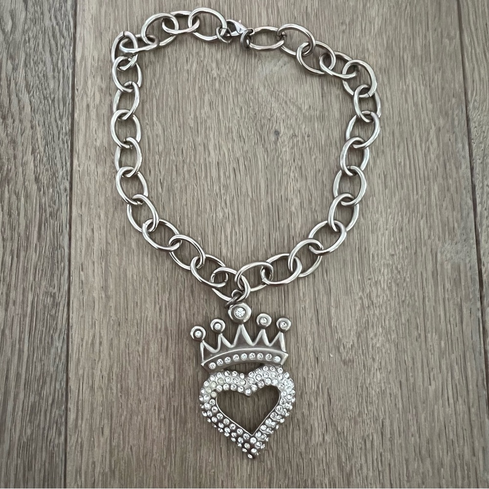 Sisi Amber Y2K Crown Heart Necklace